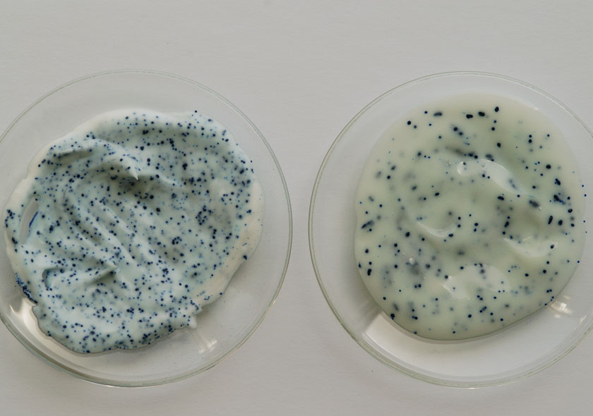 Anfärben von Emulsionen mit Lamecreme und Tego® SMS mit Methylenblau
