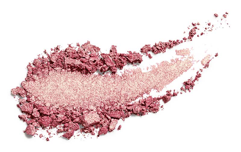 Pigmentstreifen eines losen Eyeshadow-Puders in einem Nuderosé