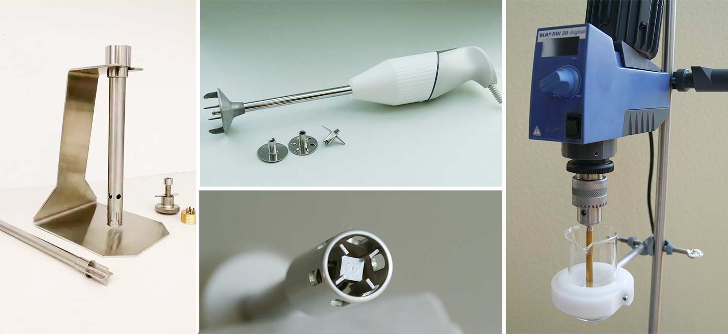 Verschiedene Rührgeräte zur Herstellung von kosmetischen Emulsionen